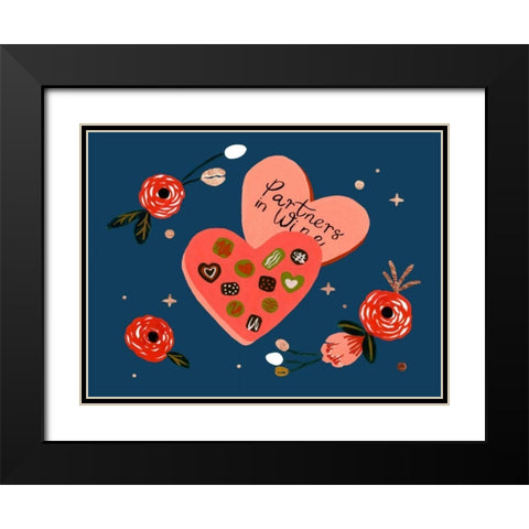 Happy Galentine I Black Modern Wood Framed Art Print with Double Matting by Wang, Melissa