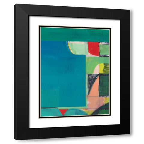 Teal Abstract I Black Modern Wood Framed Art Print with Double Matting by Bellissimo Art