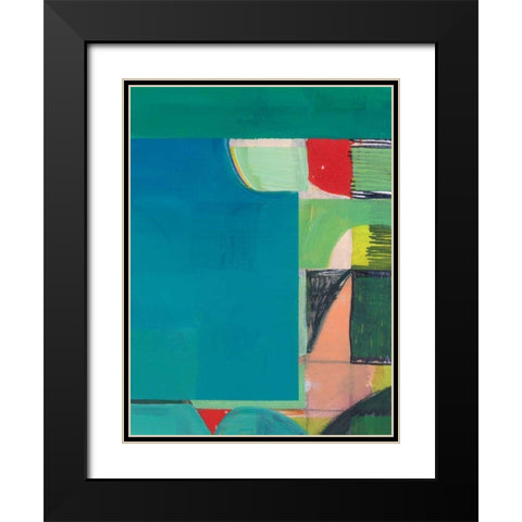 Teal Abstract I Black Modern Wood Framed Art Print with Double Matting by Bellissimo Art