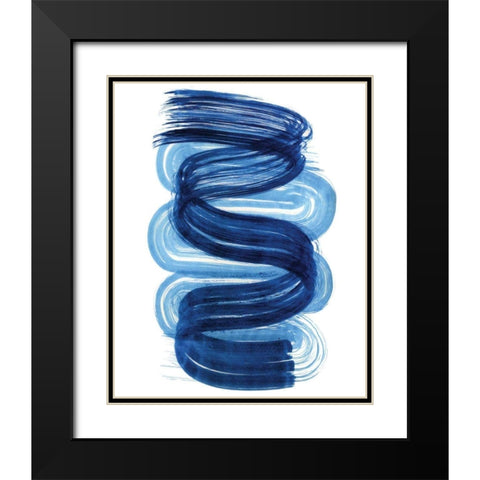 Blue Swish I Black Modern Wood Framed Art Print with Double Matting by Bellissimo Art