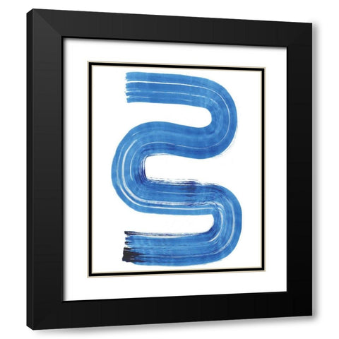 Blue Swish II Black Modern Wood Framed Art Print with Double Matting by Bellissimo Art