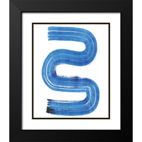 Blue Swish II Black Modern Wood Framed Art Print with Double Matting by Bellissimo Art