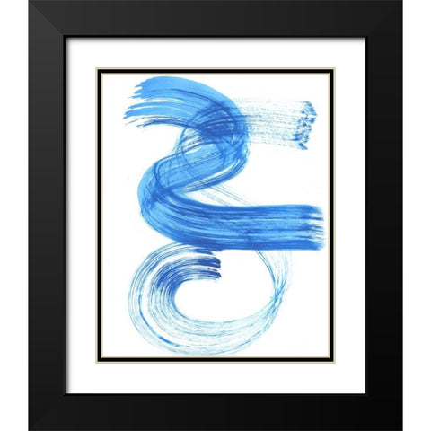 Blue Swish III Black Modern Wood Framed Art Print with Double Matting by Bellissimo Art