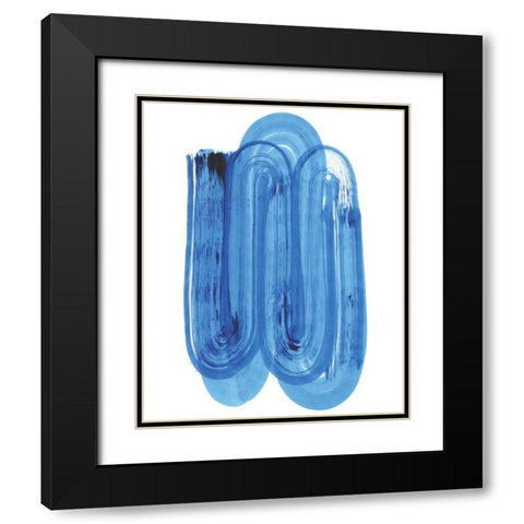 Blue Swish IV Black Modern Wood Framed Art Print with Double Matting by Bellissimo Art