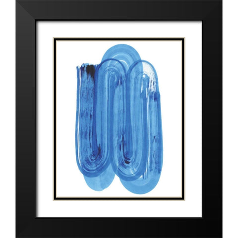 Blue Swish IV Black Modern Wood Framed Art Print with Double Matting by Bellissimo Art