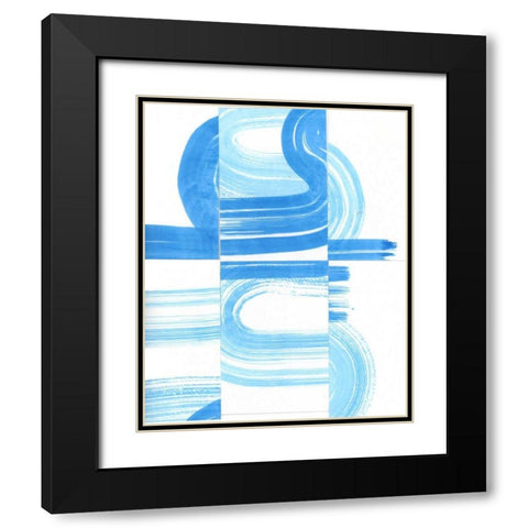 Blue Swish V Black Modern Wood Framed Art Print with Double Matting by Bellissimo Art