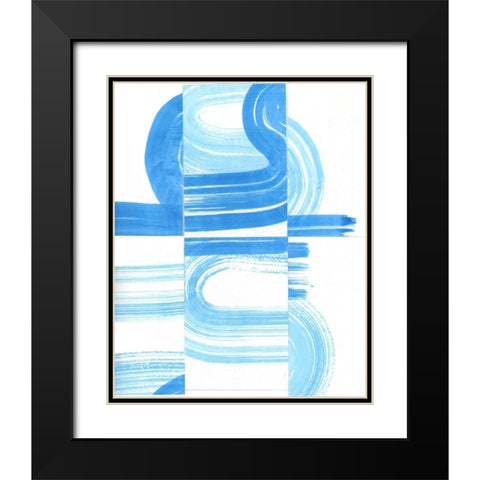 Blue Swish V Black Modern Wood Framed Art Print with Double Matting by Bellissimo Art