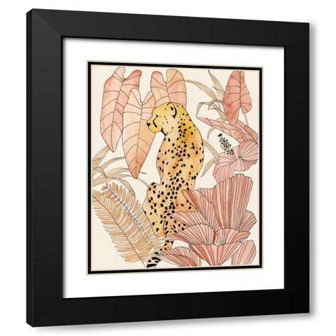 Blush Cheetah I Black Modern Wood Framed Art Print with Double Matting by Warren, Annie