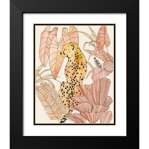 Blush Cheetah I Black Modern Wood Framed Art Print with Double Matting by Warren, Annie