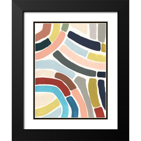 Mosaic Curve I Black Modern Wood Framed Art Print with Double Matting by Vess, June Erica