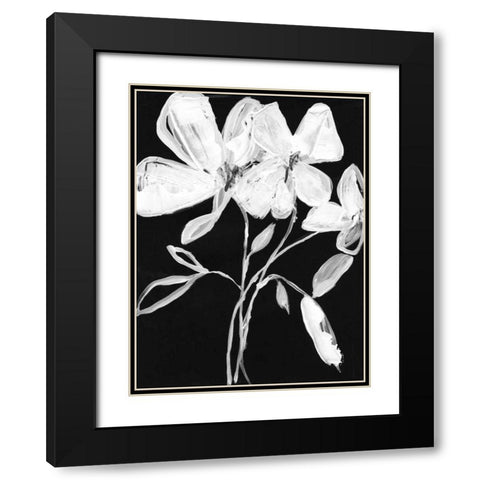 White Whimsical Flowers I Black Modern Wood Framed Art Print with Double Matting by Goldberger, Jennifer