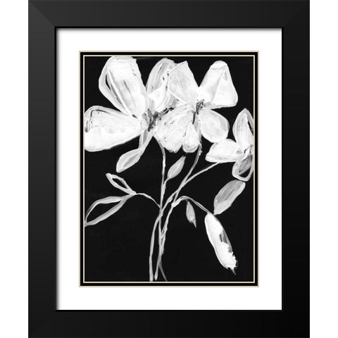 White Whimsical Flowers I Black Modern Wood Framed Art Print with Double Matting by Goldberger, Jennifer