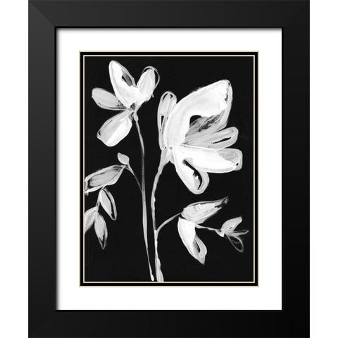 White Whimsical Flowers II Black Modern Wood Framed Art Print with Double Matting by Goldberger, Jennifer