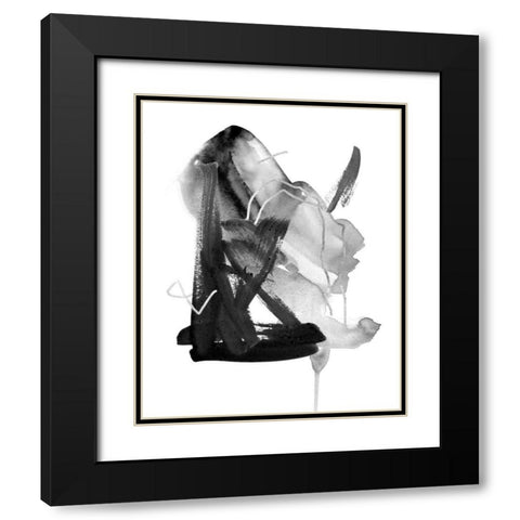 Black and Grey Collide II Black Modern Wood Framed Art Print with Double Matting by Wang, Melissa