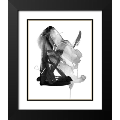 Black and Grey Collide II Black Modern Wood Framed Art Print with Double Matting by Wang, Melissa