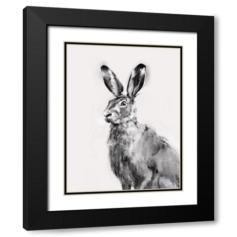 Wild Hare I Black Modern Wood Framed Art Print with Double Matting by Caroline, Emma