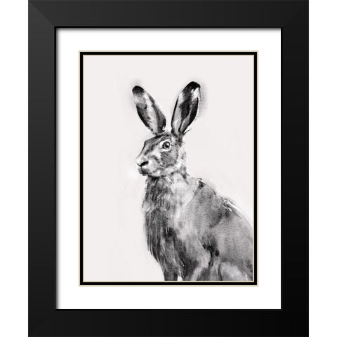 Wild Hare I Black Modern Wood Framed Art Print with Double Matting by Caroline, Emma