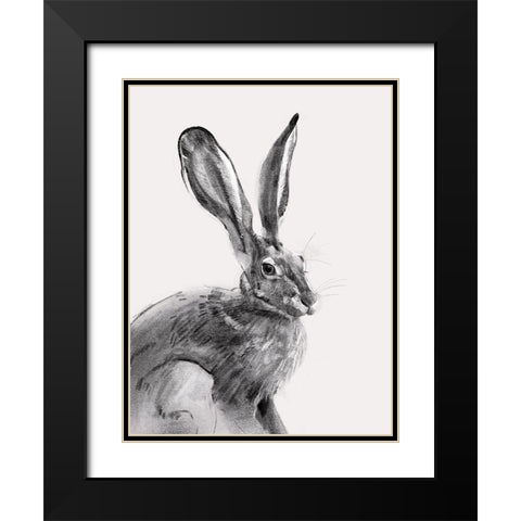 Wild Hare II Black Modern Wood Framed Art Print with Double Matting by Caroline, Emma
