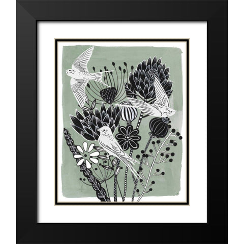 Swallow Dance I Black Modern Wood Framed Art Print with Double Matting by Wang, Melissa