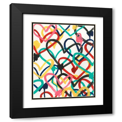 Heart Scribbles I Black Modern Wood Framed Art Print with Double Matting by Vess, June Erica