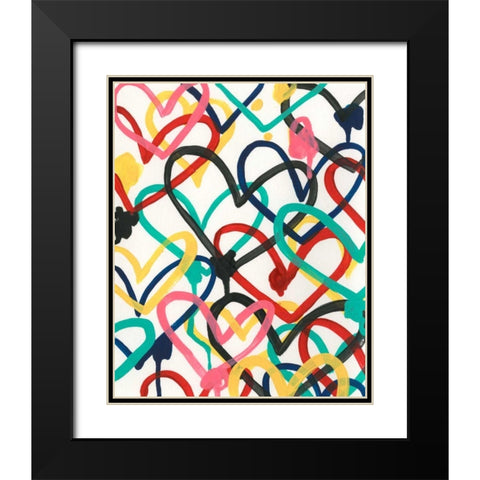 Heart Scribbles I Black Modern Wood Framed Art Print with Double Matting by Vess, June Erica