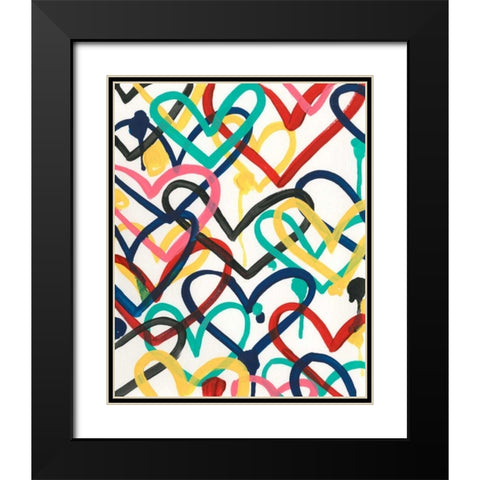 Heart Scribbles II Black Modern Wood Framed Art Print with Double Matting by Vess, June Erica