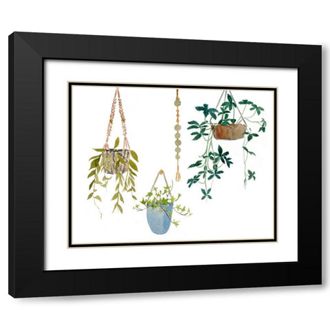 Hanging Greens I Black Modern Wood Framed Art Print with Double Matting by Wang, Melissa