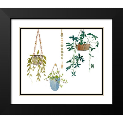 Hanging Greens I Black Modern Wood Framed Art Print with Double Matting by Wang, Melissa