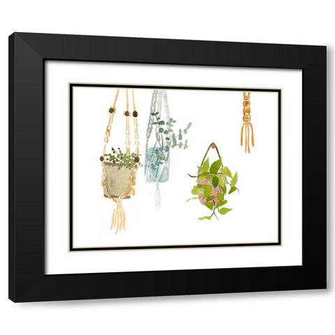 Hanging Greens II Black Modern Wood Framed Art Print with Double Matting by Wang, Melissa