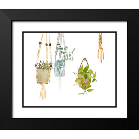 Hanging Greens II Black Modern Wood Framed Art Print with Double Matting by Wang, Melissa