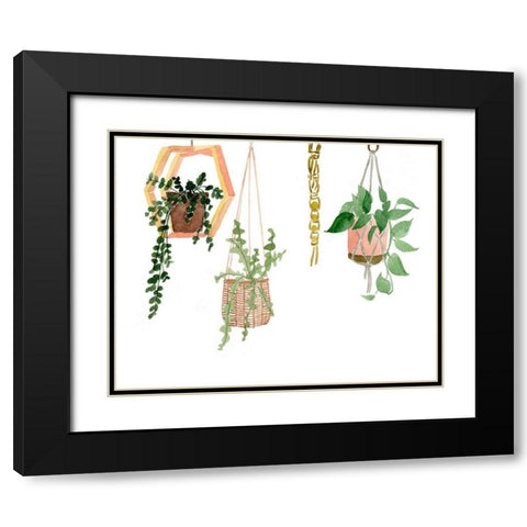 Hanging Greens III Black Modern Wood Framed Art Print with Double Matting by Wang, Melissa