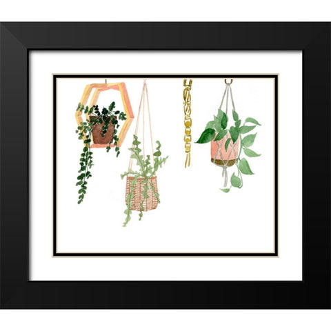 Hanging Greens III Black Modern Wood Framed Art Print with Double Matting by Wang, Melissa