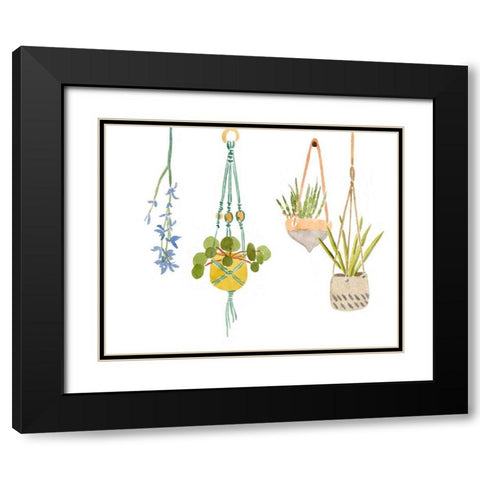 Hanging Greens IV Black Modern Wood Framed Art Print with Double Matting by Wang, Melissa