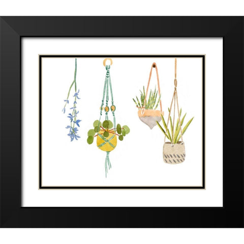 Hanging Greens IV Black Modern Wood Framed Art Print with Double Matting by Wang, Melissa