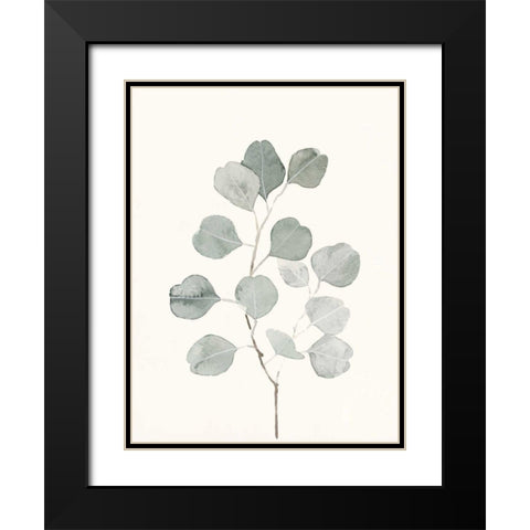 Delicate Sage Botanical I Black Modern Wood Framed Art Print with Double Matting by Caroline, Emma
