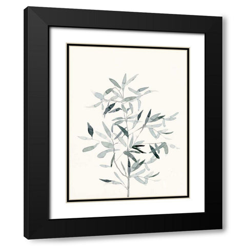 Delicate Sage Botanical VI Black Modern Wood Framed Art Print with Double Matting by Caroline, Emma