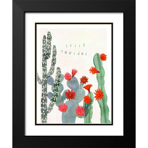 Desert Christmas Cactus II Black Modern Wood Framed Art Print with Double Matting by Barnes, Victoria