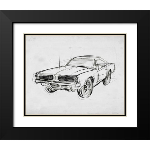 Classic Car Sketch IV Black Modern Wood Framed Art Print with Double Matting by Warren, Annie