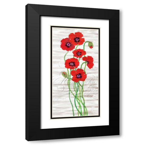 Red Poppy Panel II Black Modern Wood Framed Art Print with Double Matting by OToole, Tim