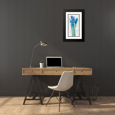 Blue Iris Panel I Black Modern Wood Framed Art Print with Double Matting by OToole, Tim