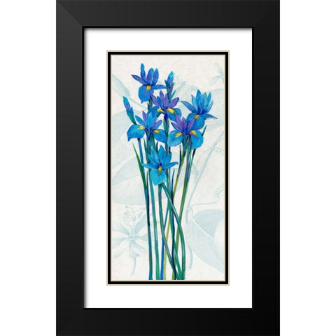 Blue Iris Panel I Black Modern Wood Framed Art Print with Double Matting by OToole, Tim