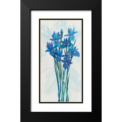 Blue Iris Panel II Black Modern Wood Framed Art Print with Double Matting by OToole, Tim