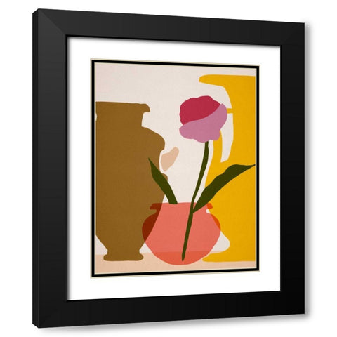 Flower Dance I Black Modern Wood Framed Art Print with Double Matting by Wang, Melissa