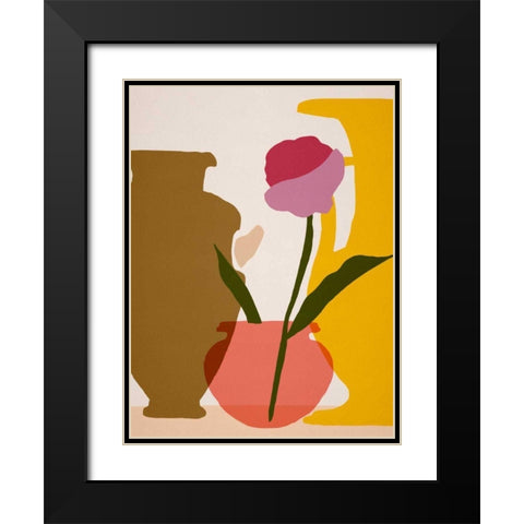 Flower Dance I Black Modern Wood Framed Art Print with Double Matting by Wang, Melissa