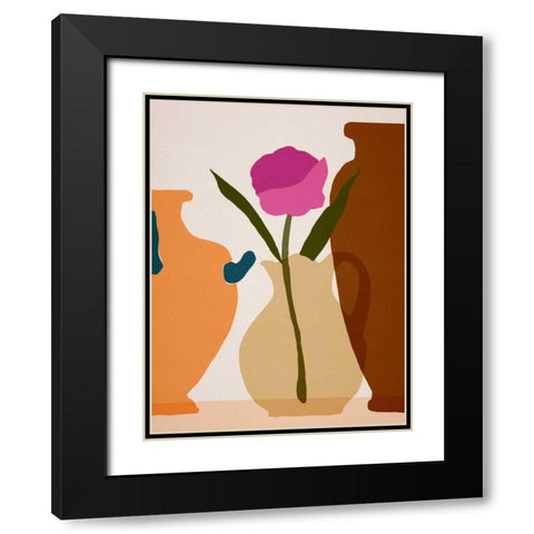 Flower Dance III Black Modern Wood Framed Art Print with Double Matting by Wang, Melissa