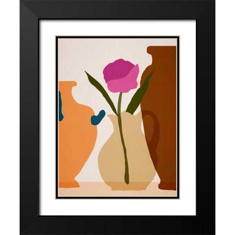 Flower Dance III Black Modern Wood Framed Art Print with Double Matting by Wang, Melissa