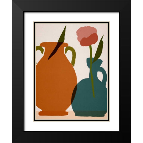 Flower Dance IV Black Modern Wood Framed Art Print with Double Matting by Wang, Melissa