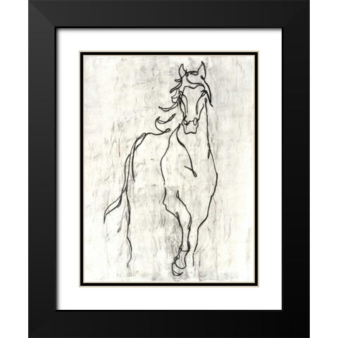 Embellished Horse Contour Black Modern Wood Framed Art Print with Double Matting by Harper, Ethan
