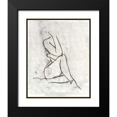 Embellished Nude Contour Sketch I Black Modern Wood Framed Art Print with Double Matting by Harper, Ethan