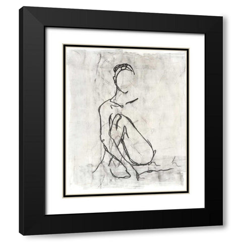 Embellished Nude Contour Sketch II Black Modern Wood Framed Art Print with Double Matting by Harper, Ethan